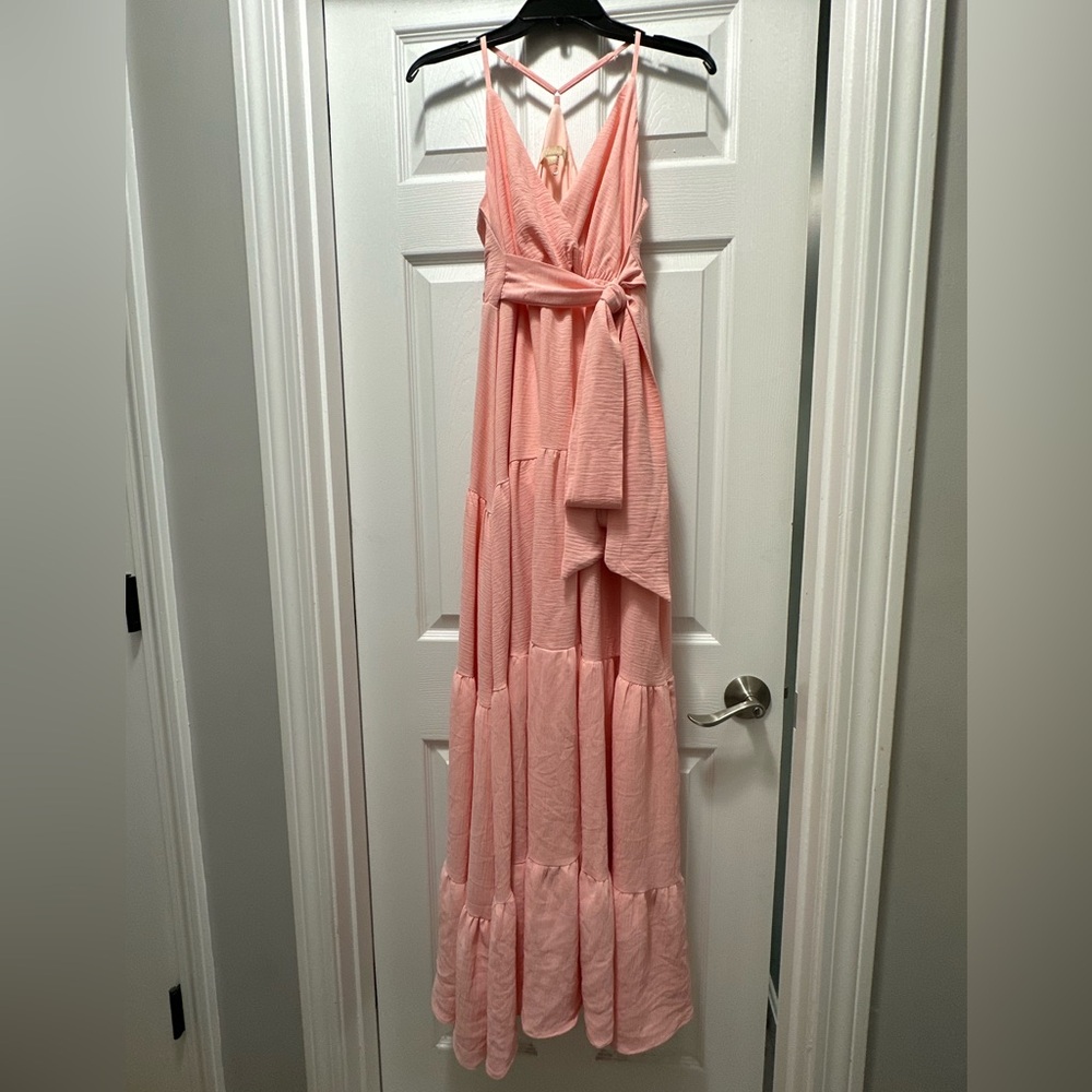 PinkBlush Maternity Peach Maternity Maxi Dress